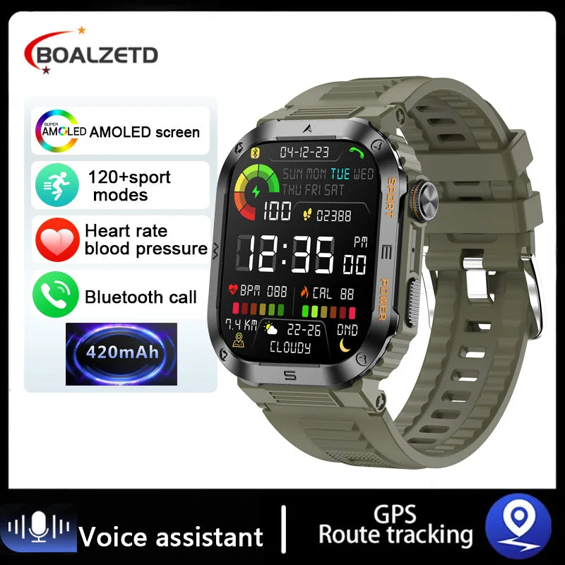 2024 NEW 2.01 Outdoor Military Smart Watch Men Bluetooth Call Smartwatch For Android IOS IP68 Waterproof Sports Fitness Watches