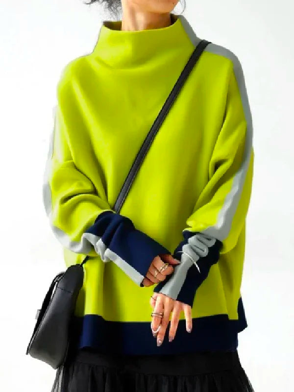 Sweatshirt – High Neck Winter – Cotton Silhouette Loose | KIMLUD