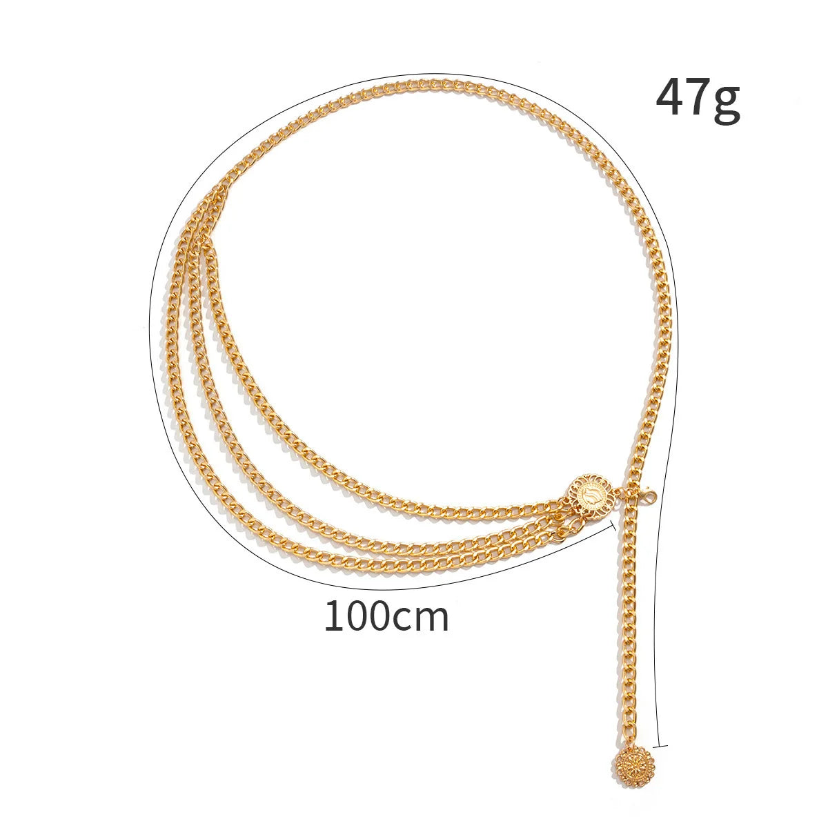Metal Punk Hip Hop Waist Chain Multilayer With Long Tassel Coin Pendant — Silver | KIMLUD