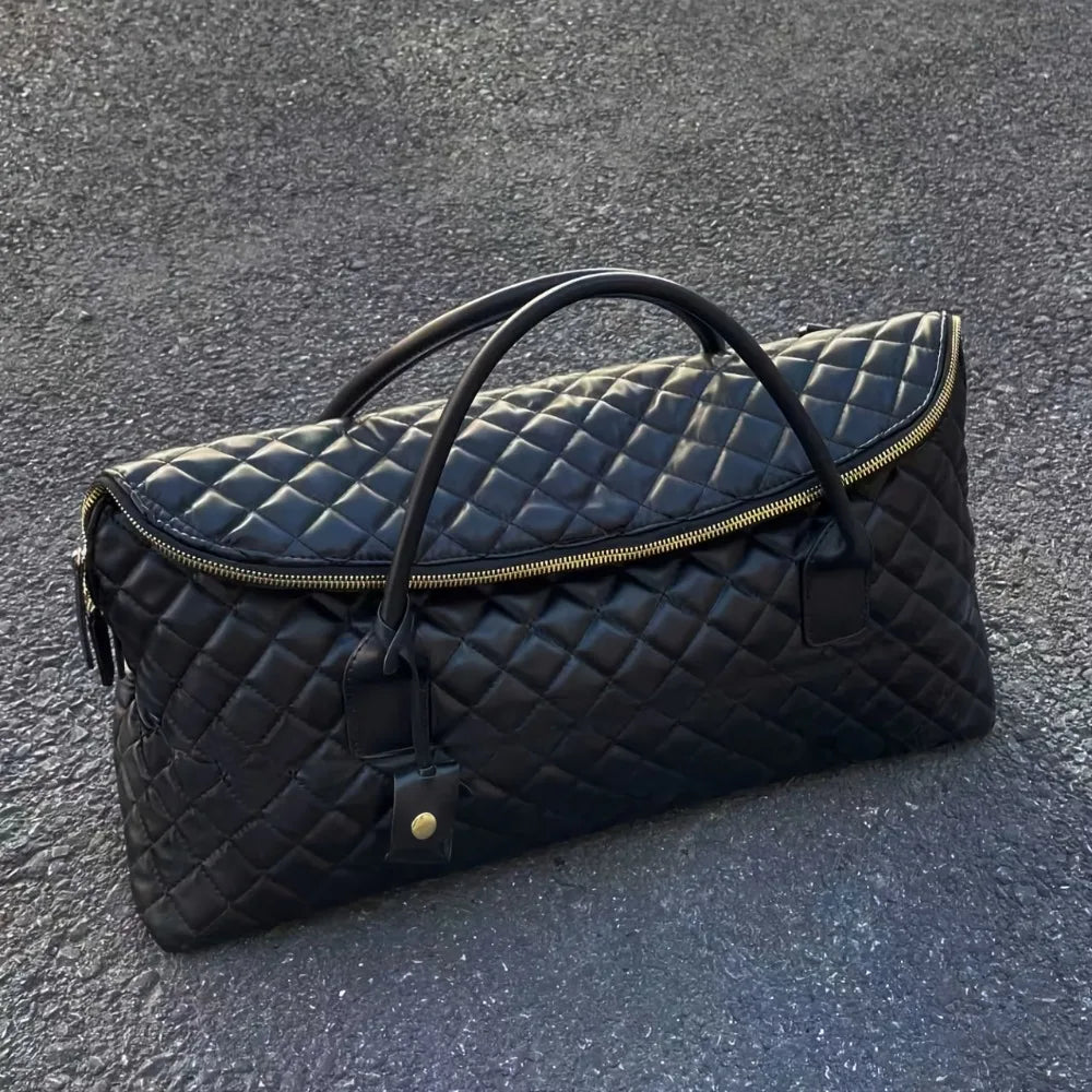 Bucket Shoulder Bag – Quilted – Polyester – Black | KIMLUD