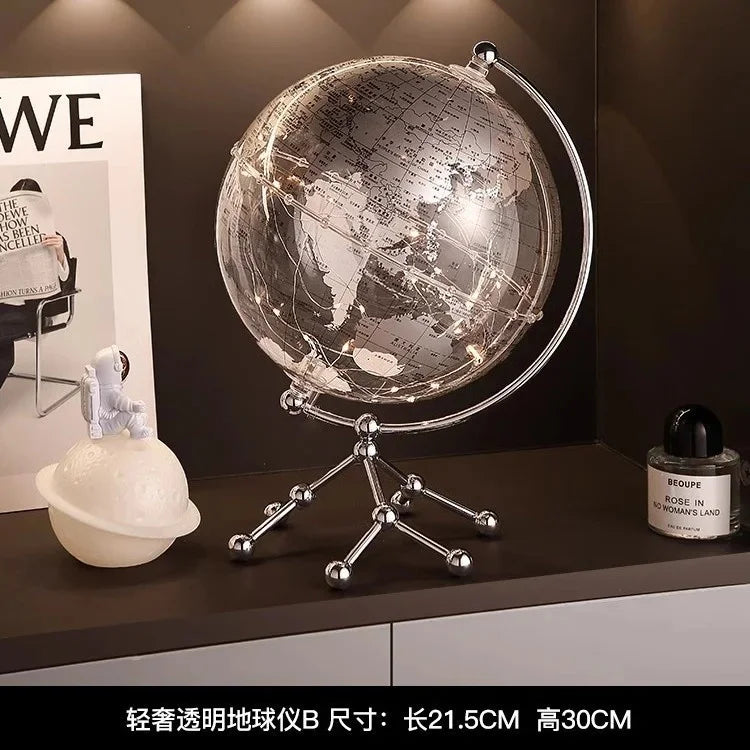 Polished Metal Globe Ornament Sculpture — Gold | KIMLUD