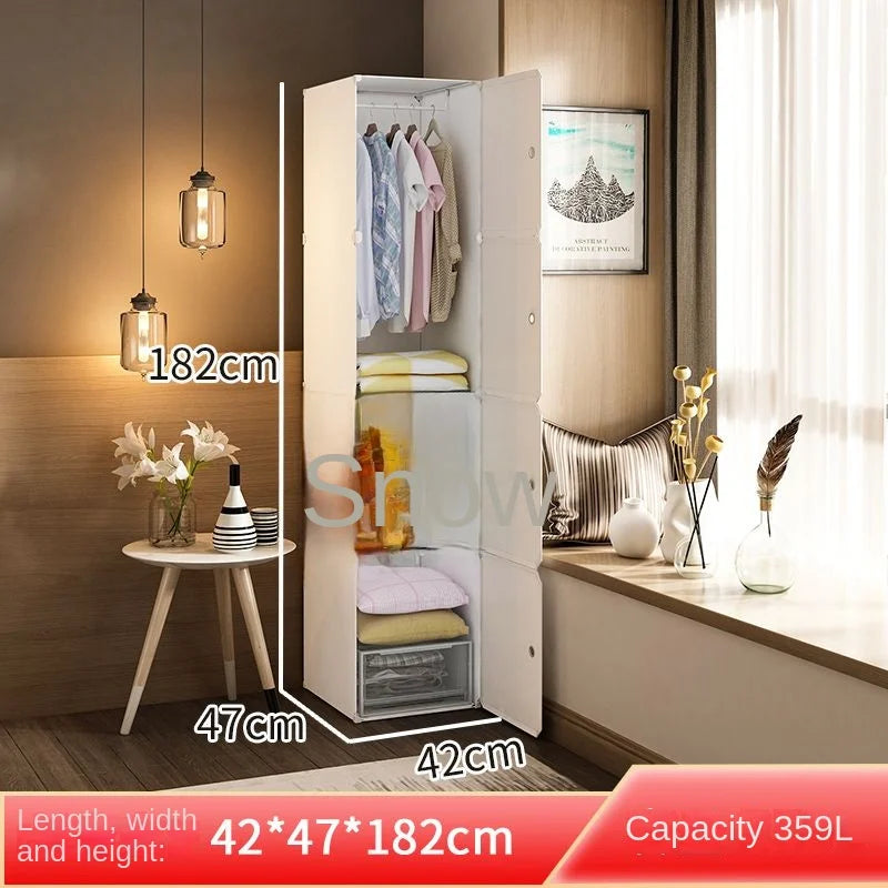 Plastic Wardrobe Collapsible with Large Space — White | KIMLUD