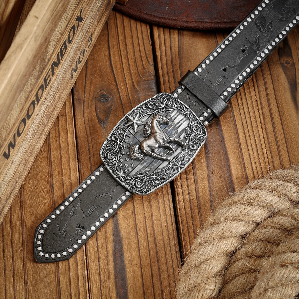Luxurious Premium Western-Style PU Belt — Black | KIMLUD