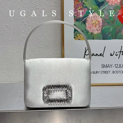 Crystal-Embellished Satin Evening Bag Tassel — Crystal | KIMLUD