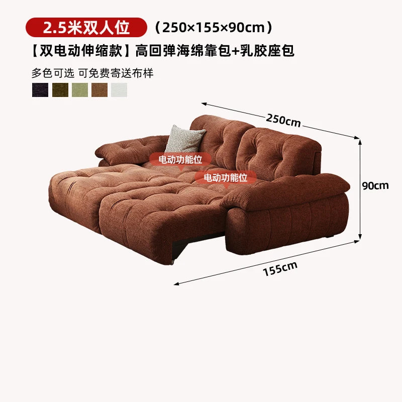 Velvet Designer Living Room Sofa Multifunctional Electric Adjustment — Burnt Orange | KIMLUD
