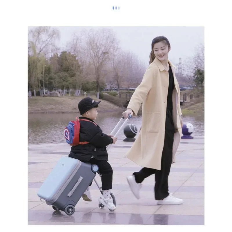 Waterproof ABS Carry-On Luggage For Kids Travel Companion With Multi-Function Design — Sky-Blue | KIMLUD