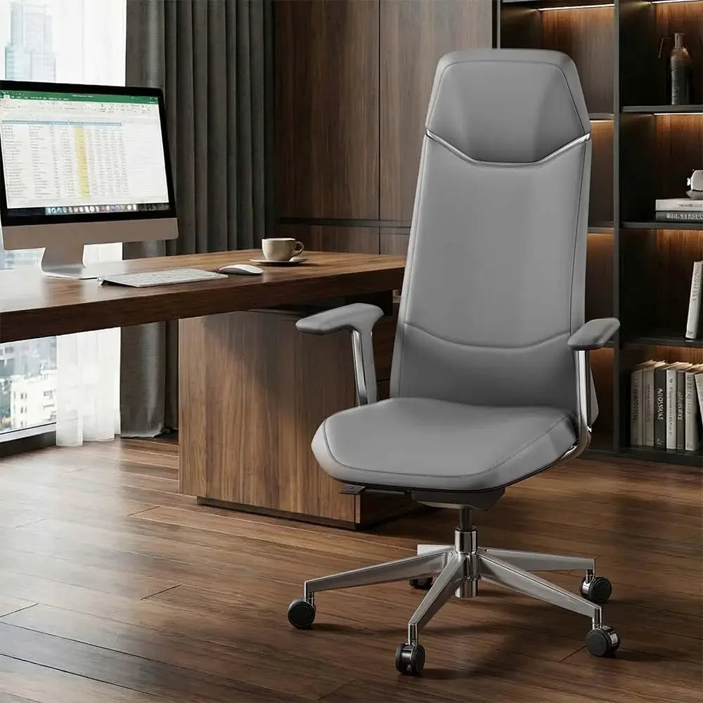 Leather Ergonomic Executive Office Chair — Tan | KIMLUD