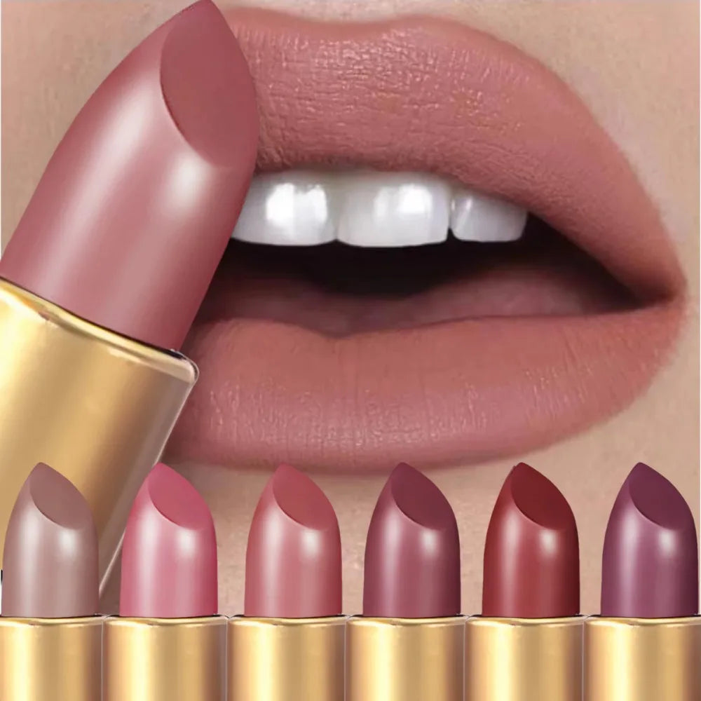Matte Lipstick Set Six-Color Long-Lasting Velvet Finish — Multicolor | KIMLUD