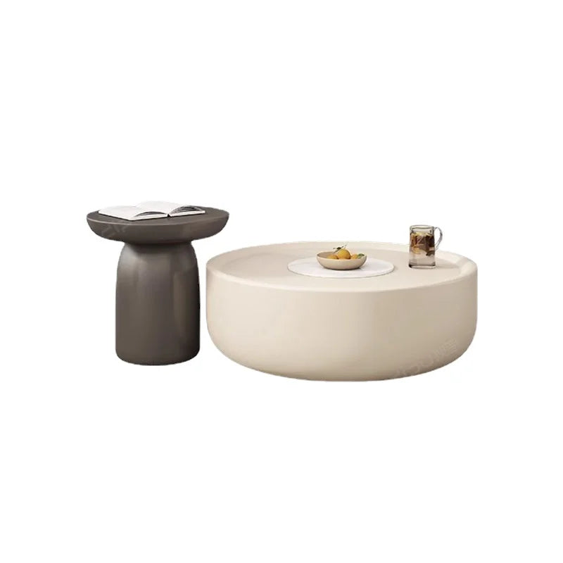 Nordic Round Coffee Table Sculpted Glam — White | KIMLUD