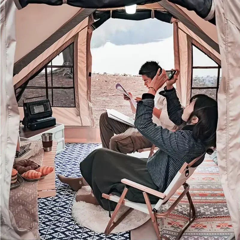 A Duct Pole Inflatable Camping Tent Foldable Luxury Cabin Modeling 5-8 People Party Picnic Family