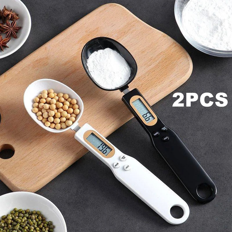 Plastic Digital Kitchen Scale Mini Spoon 0.1–500g Precision LED Display — White | KIMLUD