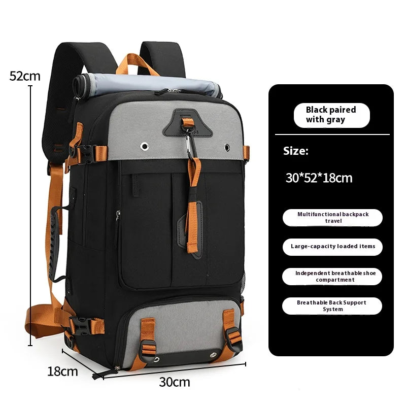 Large capacity men's backpack with high-end feel, travel backpack, sports outdoor luggage bag, mountain climbing bag, waterproof