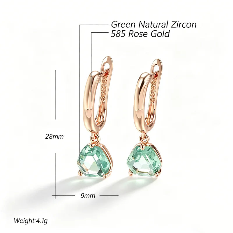 Drop Earrings – Green Stone Bride – Antique Gold | KIMLUD