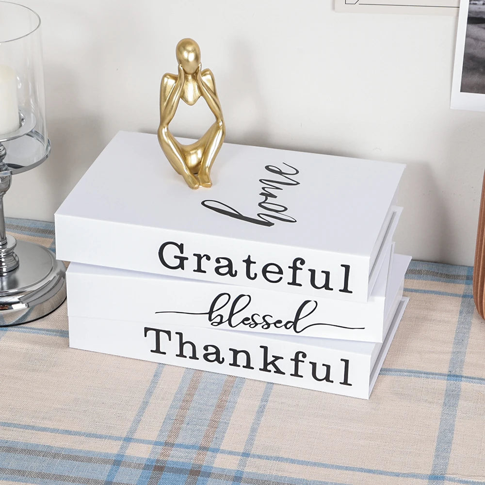 Foldable Faux Books Three-Piece Set for Couture Coffee Table Decor — Black | KIMLUD