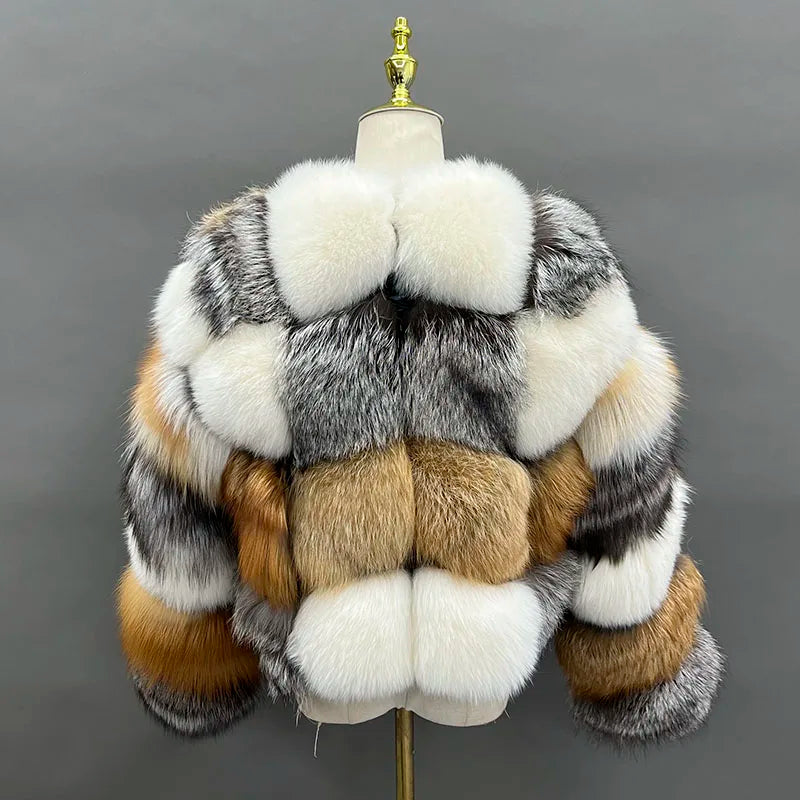 Women Winter Coats Warm Fox Fur Coats Real Natural Fox Fur Coat Fur Coat Thick Jackets V-neck New Arrival