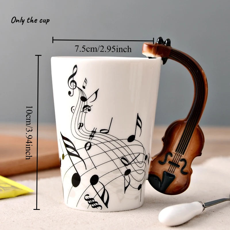 Porcelain Guitar Mug Music Inspired — White | KIMLUD