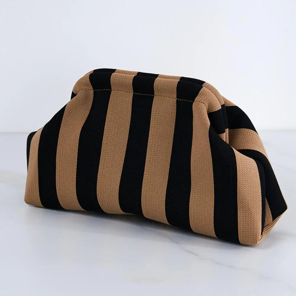 Striped Polyester Clutch Bag Small — Multicolor | KIMLUD