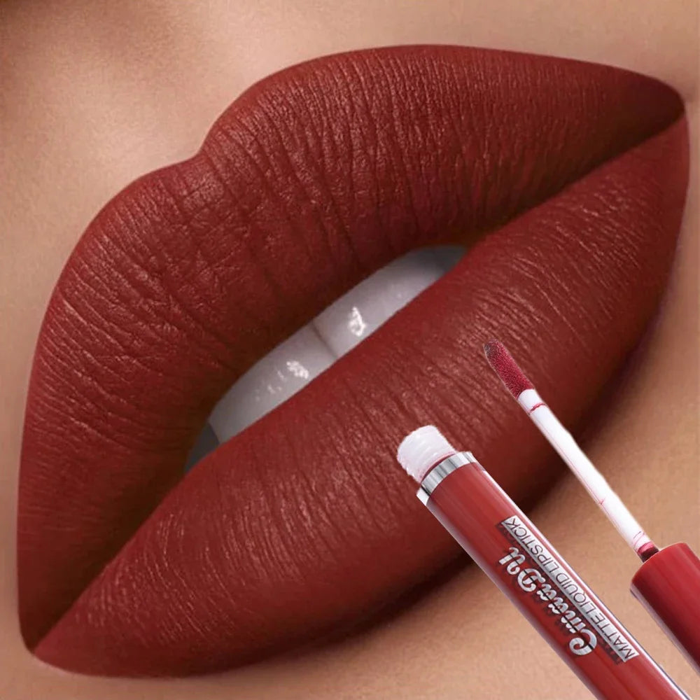 Nude Velvet Matte Lipstick Long Lasting Waterproof Rendering Non-stick Cup Makeup Lip Glaze Lips Liner Pencil Woman Cosmetics