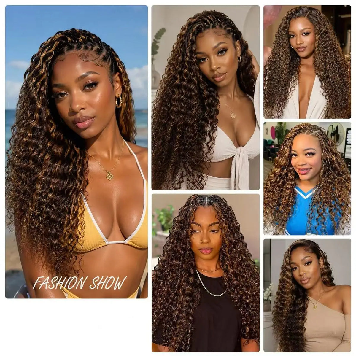 Crochet Hair – Highlight Colored Deep Wave – Brazilian Hair | KIMLUD