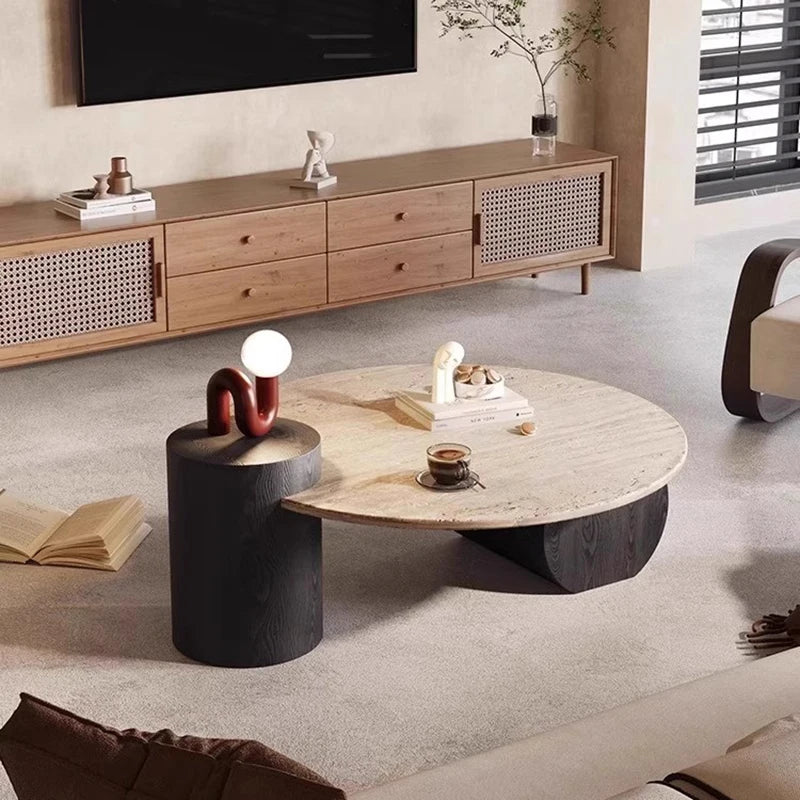 Antique Wood Coffee Table Designer Minimalist Aesthetic — Ivory | KIMLUD