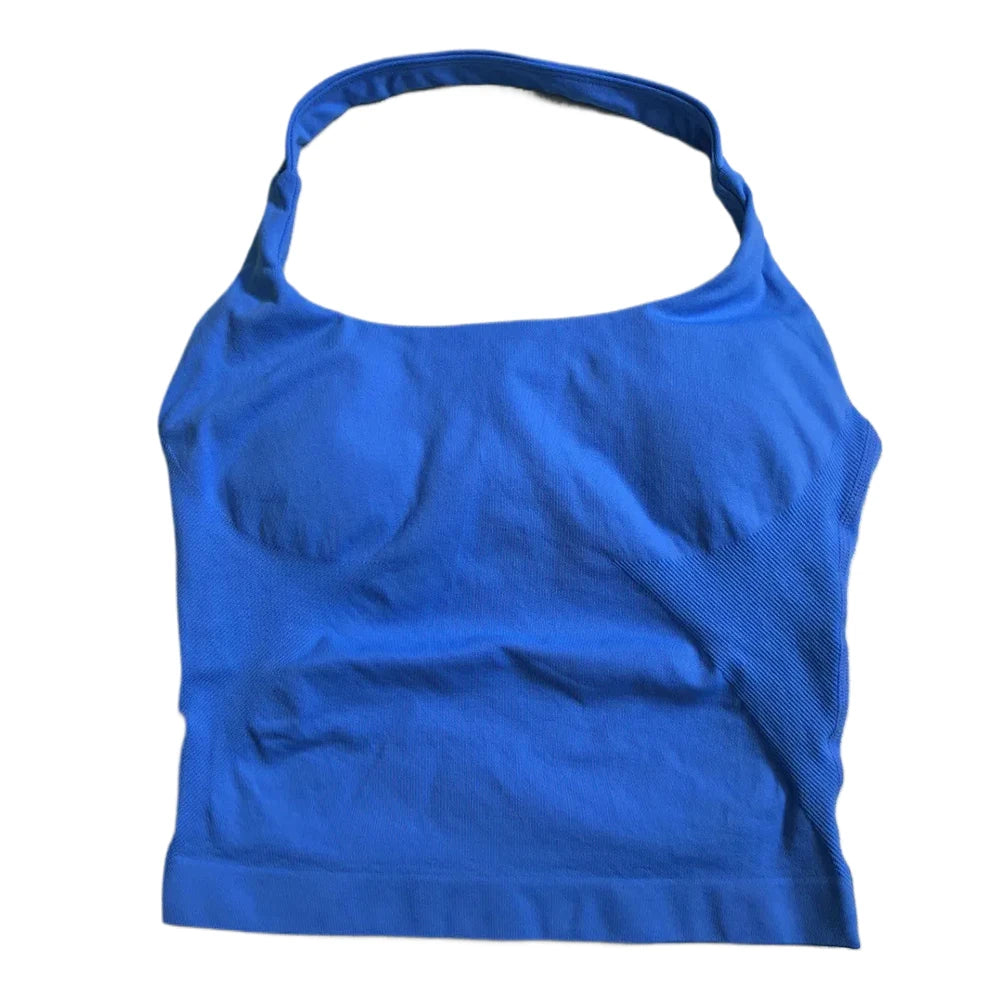 Padded Sports Bra – Backless Strappy – Halter | KIMLUD