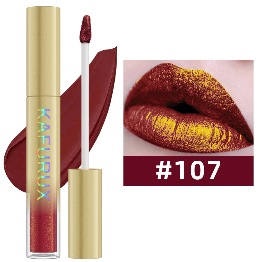 14 Colors Bold Intense Glitter Metallic Lip Gloss Pearlescent Lip Tint,Long Lasting Liquid Lipstick Makeup Gifts for Women Red