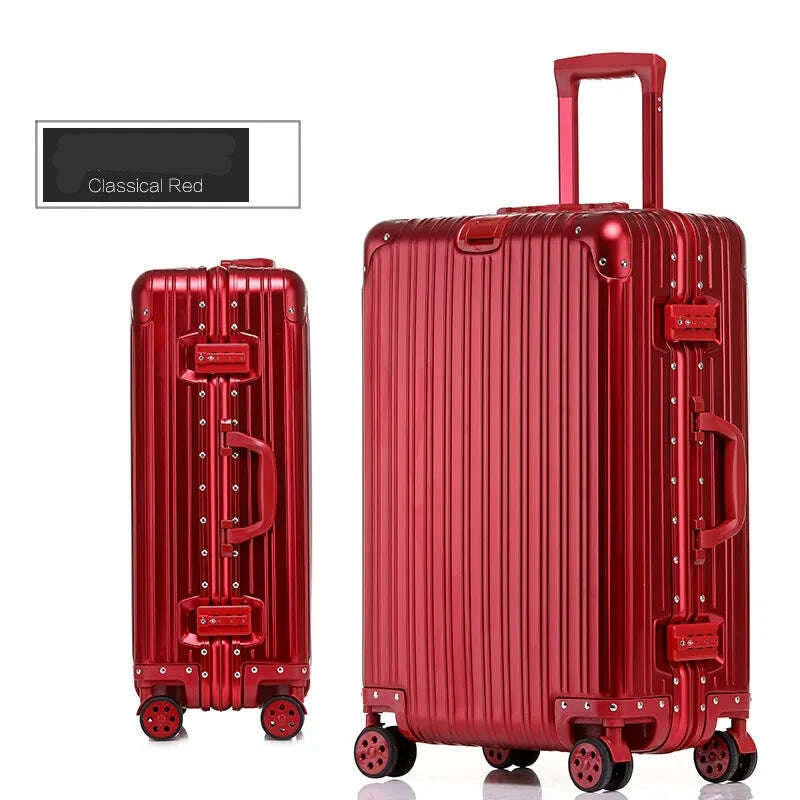 KIMLUD, Aluminum Suitcase Metal Luggage 20/22/28/30 Inch Carry-on Travel Bags Trip Cabin Password Trolley Case Travel Wheeled Suitcases, KIMLUD Womens Clothes