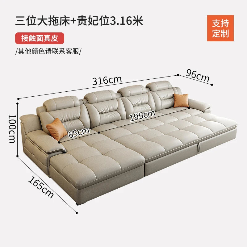 Multifunctional Designer Sofa Bed With Storage System For Spacious Living — Ivory-Beige | KIMLUD