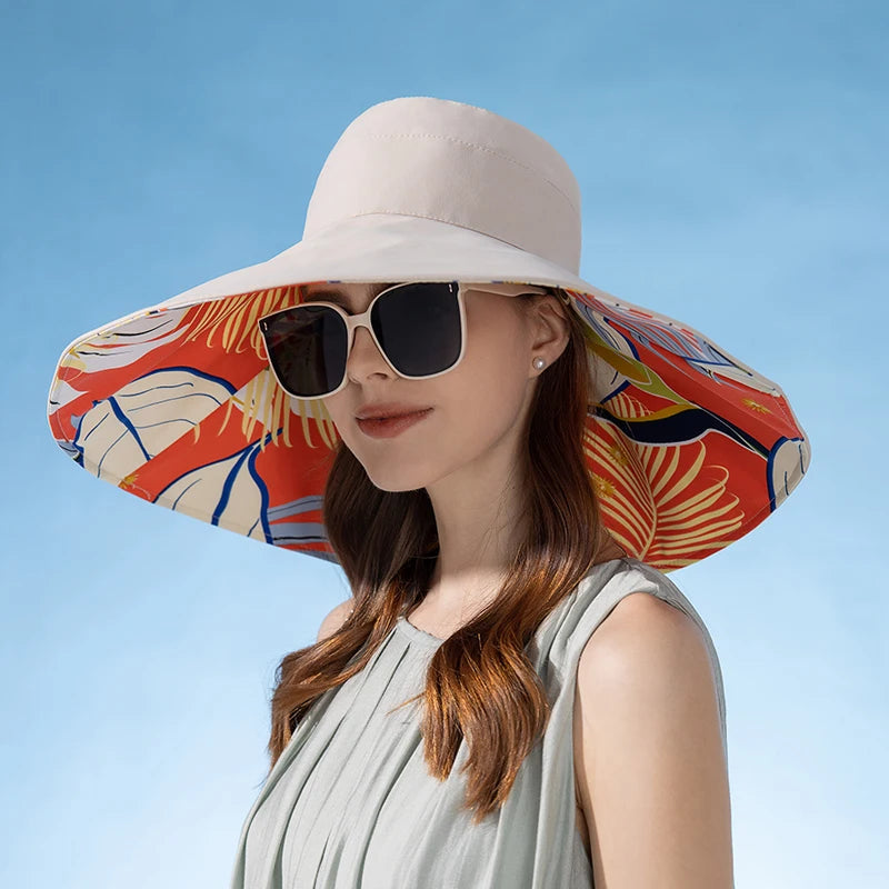 Cotton Sun Hat Double-Sided Fisherman With Enlarged Brim — Natural | KIMLUD
