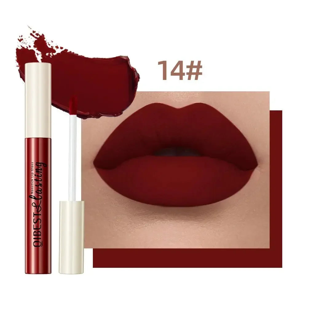 Nude Matte Lip Gloss 24 Colors Long-lasting Velvet Lipstick Waterproof Non-stick Cup Sexy Red Dark Lip Tint Makeup Cosmetic