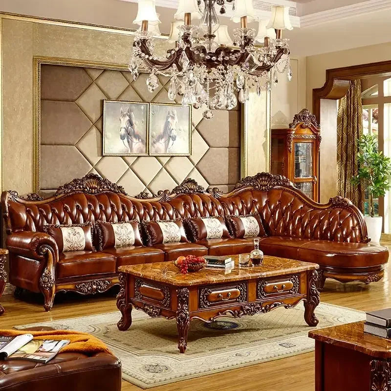 Wood Brown European Sofas Waterproof Armrest Luxury Floor Lounges Couch Puffs Nordic Designer Canape Salon Furniture Home