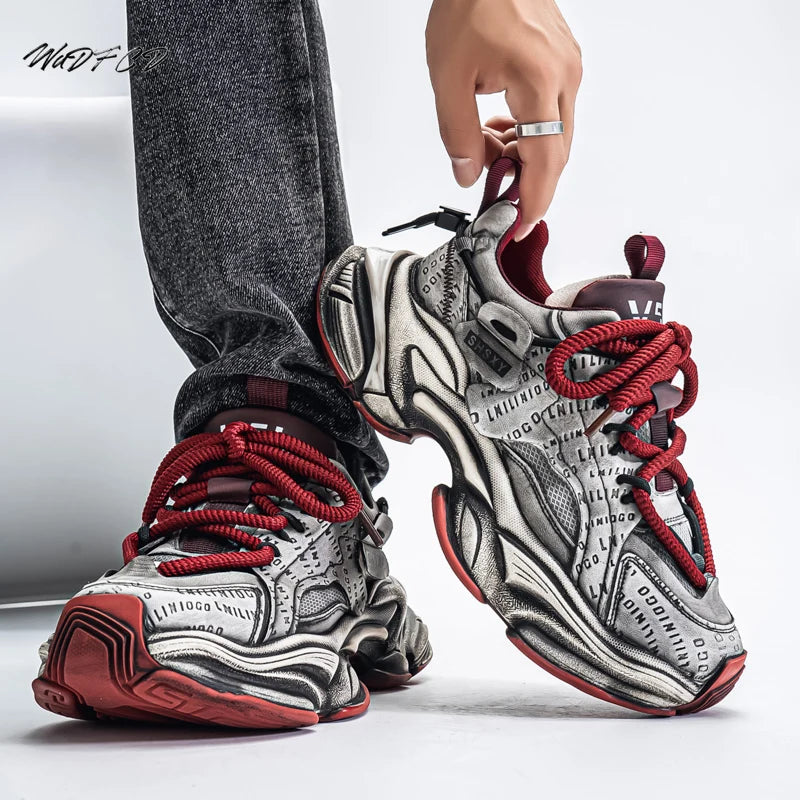 Men's Chunky Sneakers – Height Increasing Platform – Leather Fabric | KIMLUD