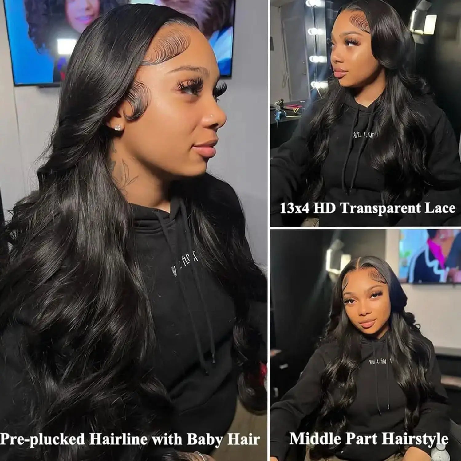 Lace Front Wig – 180 Density – Human Hair – Natural Black | KIMLUD