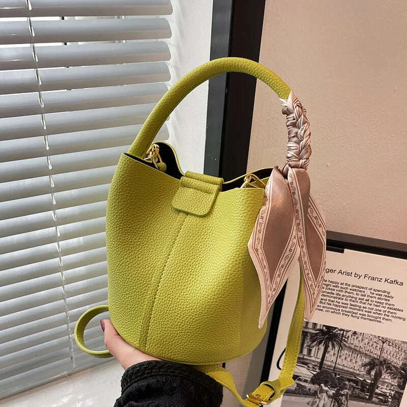 KIMLUD, Fashion Women Crossbody Bags Autumn Winter Shoulder Bags Luxury Brand Design Bucket Bag Ladies PU Leather Portable Hand Bags, KIMLUD Womens Clothes