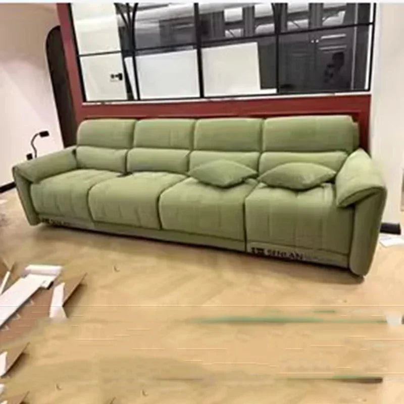 Sleek Scandinavian Fabric Solid Sofas — Green | KIMLUD