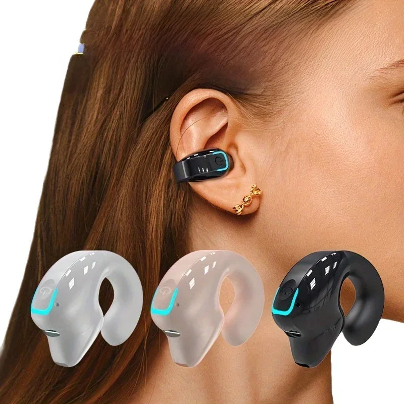 Bone Conduction Earphone Clip Wireless Headset — Black | KIMLUD