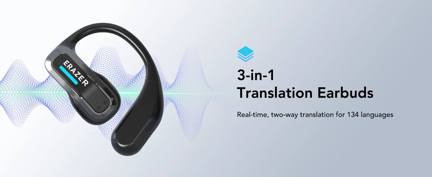 Sleek AI Translator Earbuds X8 With Low Latency Gaming Bluetooth 5.4 — Black | KIMLUD