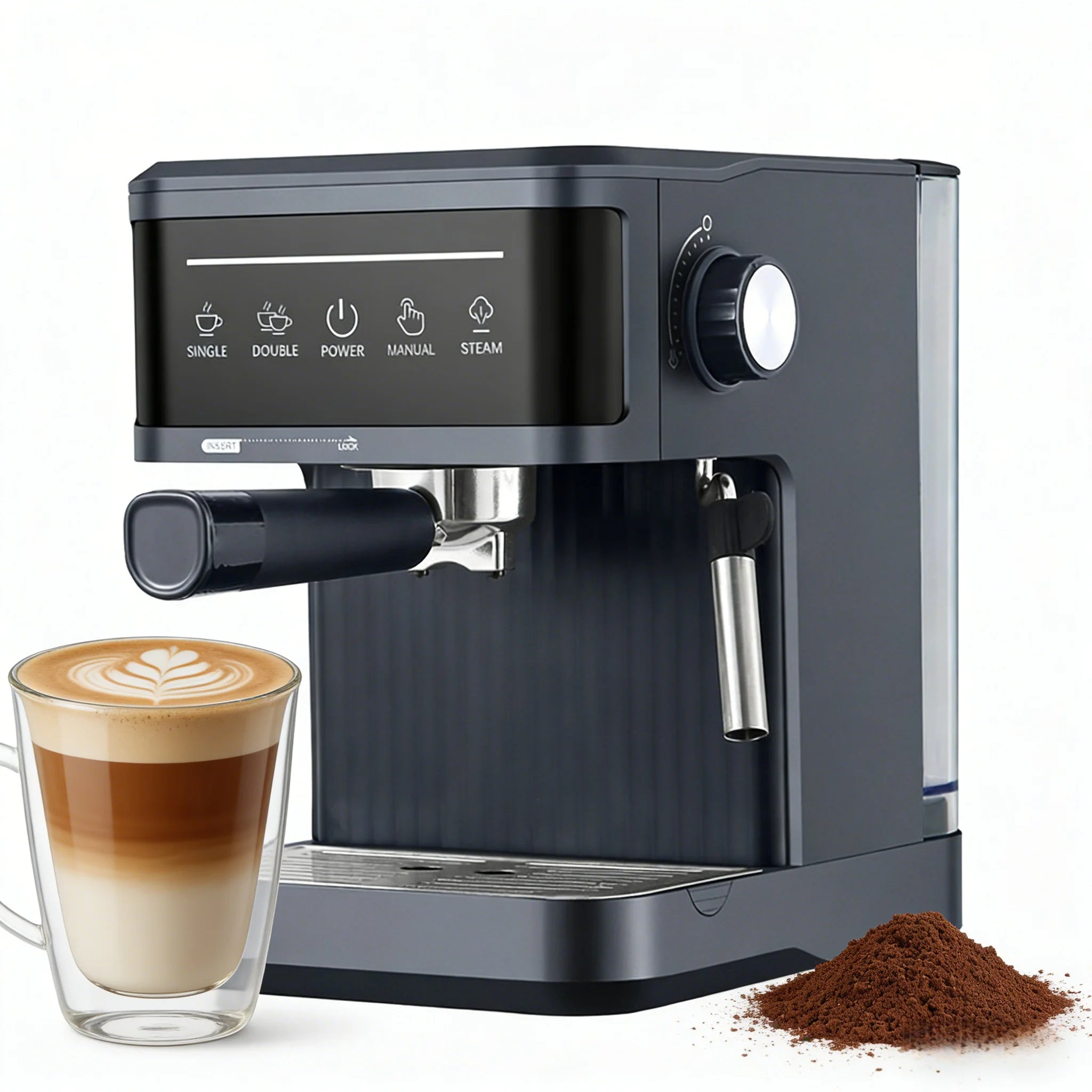 Espresso Machine – 20 Bar Pressure – Black | KIMLUD