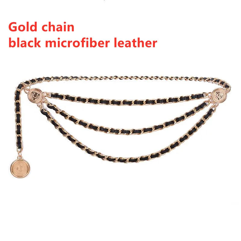 Metal Tassel Chain Waist Belt Retro Pendant Decoration — Gold-Tone | KIMLUD