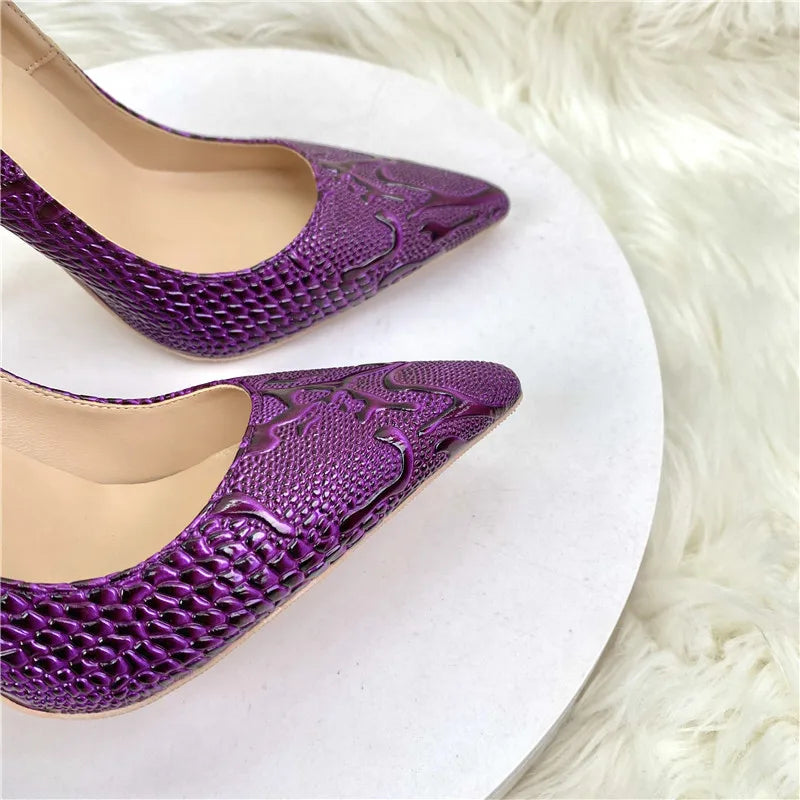 Pumps – Pointed Toe Slip On – Microfiber – Purple | KIMLUD