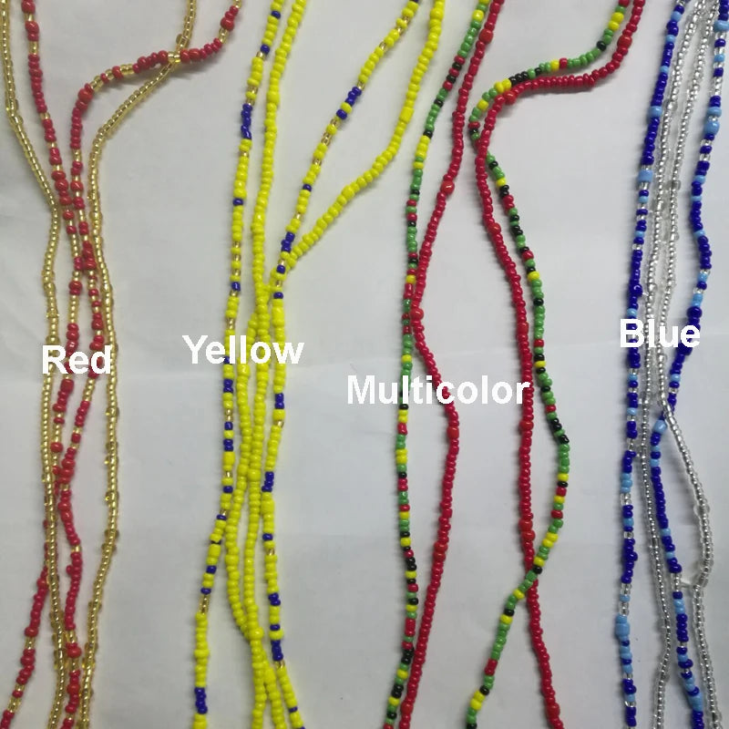 Gold-Tone Glass Beads Waist Beads Double-Strand — Gold | KIMLUD