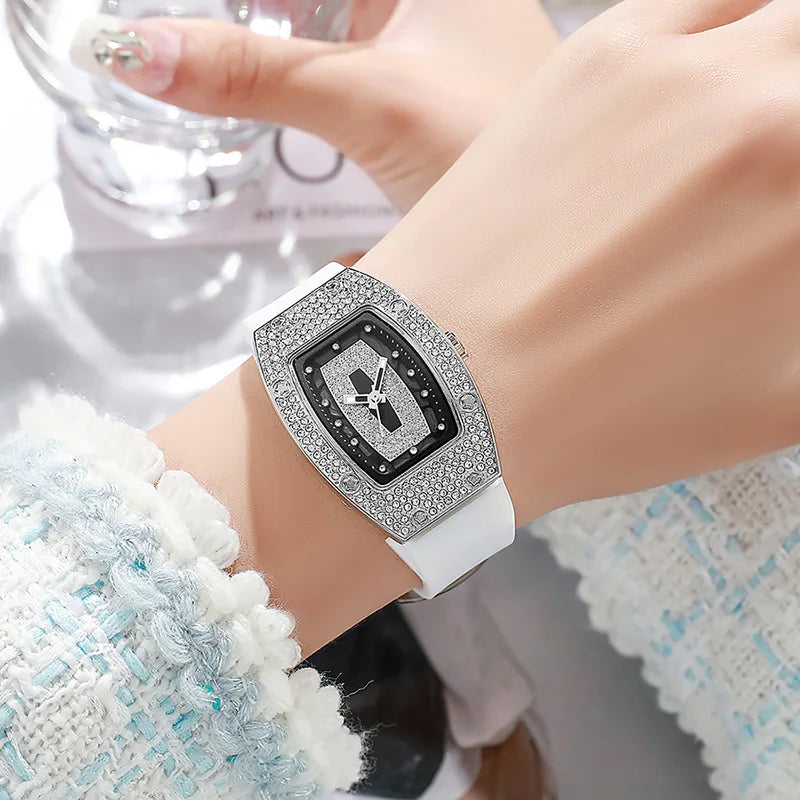 New Fashion Women Crystal Tonneau Watches For Woman Silicone Jelly Quartz Watch Students Gifts Reloj Mujer Ladies Wrist Watches