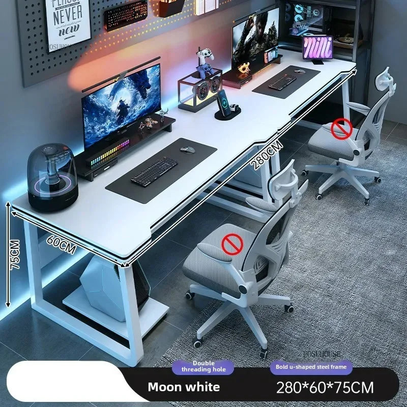 L-Shaped Double Computer Desk Home Office — Black | KIMLUD