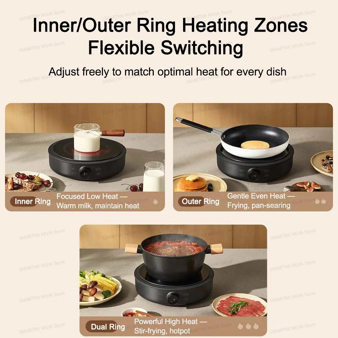 MIJIA Electric Ceramic Cooktop,2200W Induction Cooker,10‑Level Power With Child Safety Lock,Timer,CN Version With Adapter