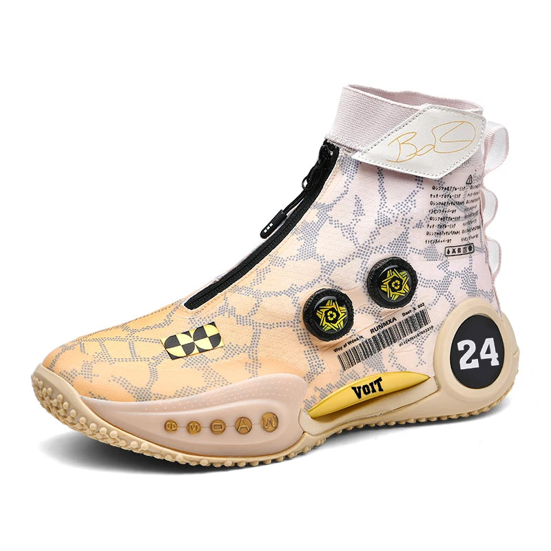 New basketball shoes male high top students wear-resistant outdoor concrete actual combat flying woven breathable combat boots