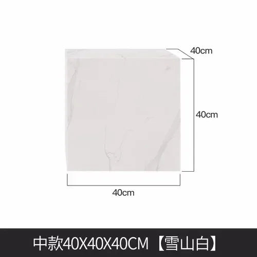 Marble Side Table Minimalist Modern — White | KIMLUD