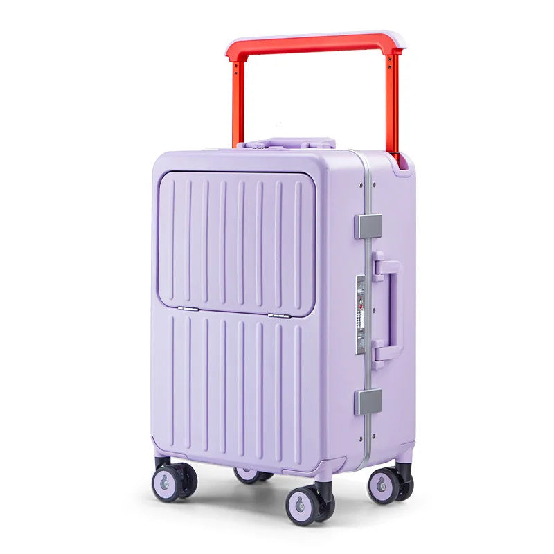 24-inch luggage with an aluminum frame, wide pull rod and front opening, as well as a high-value 20-inch travel suitcase (pull r