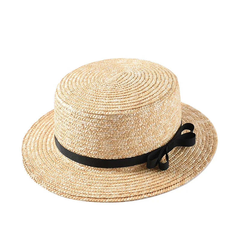 Wheat Straw Classic Boater Fedora Hat — Natural | KIMLUD