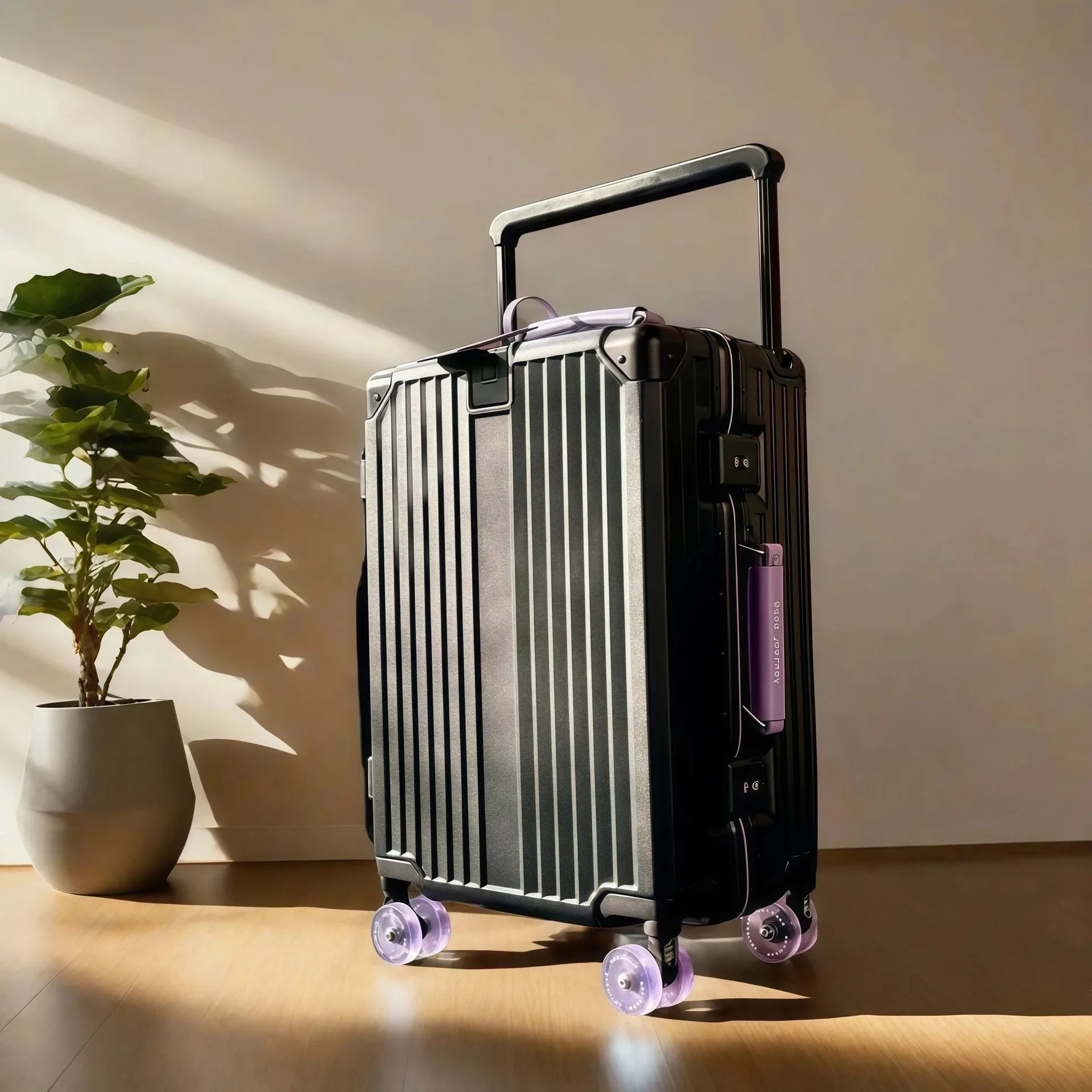 Wide Handlebar Travel Balance Trolley Suitcase with Colorful Silent Wheels TSA Lock Rolling Luggage Large Capacity PC Material