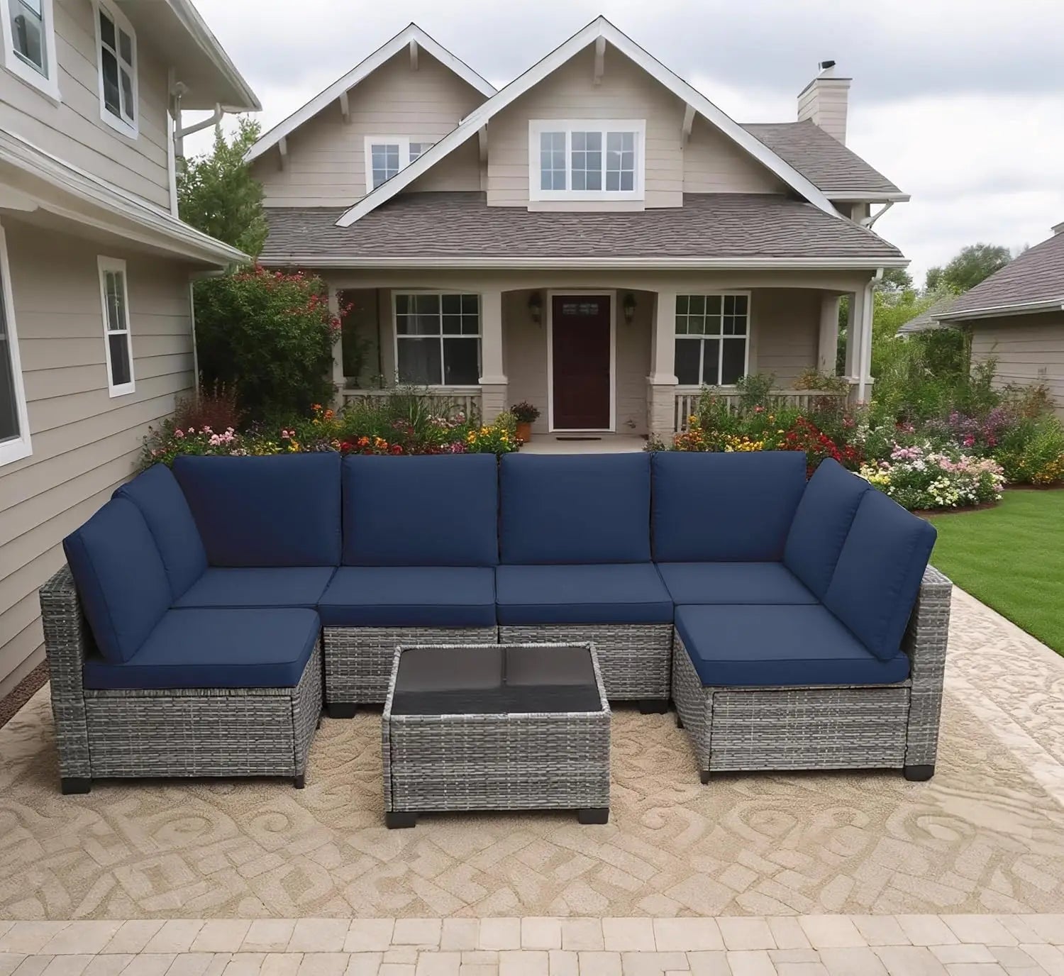 All-Weather Rattan Outdoor Sofa Set — Brown | KIMLUD